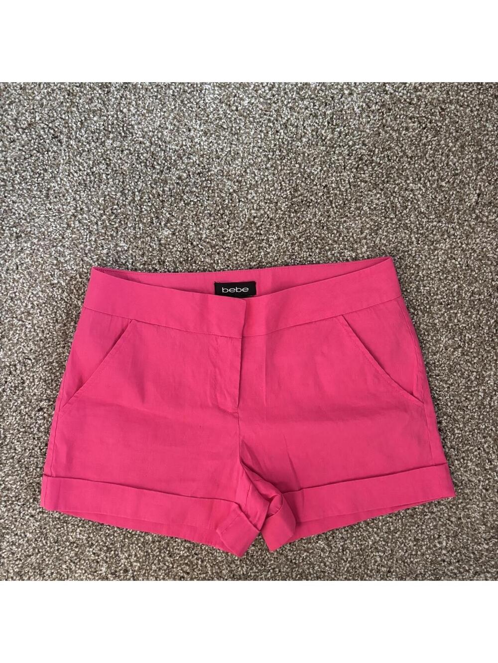 Vintage Bebe Hot Pink Micro Mini Shorts Cuffed Low Rise Y2K Barbiecore Size 2
